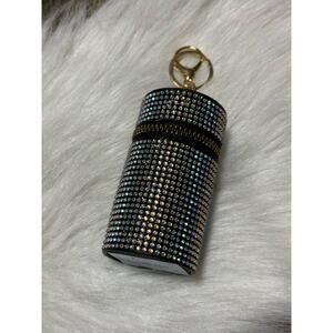Black case keychain with clear rhinestones